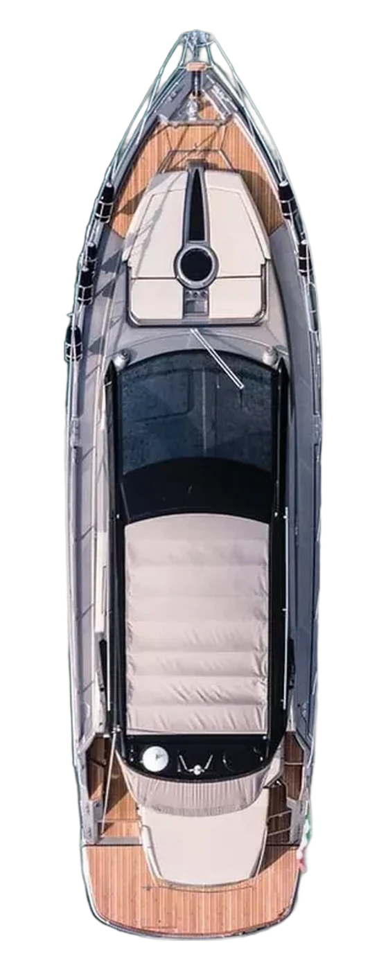 Andiamo under way, seen from above.